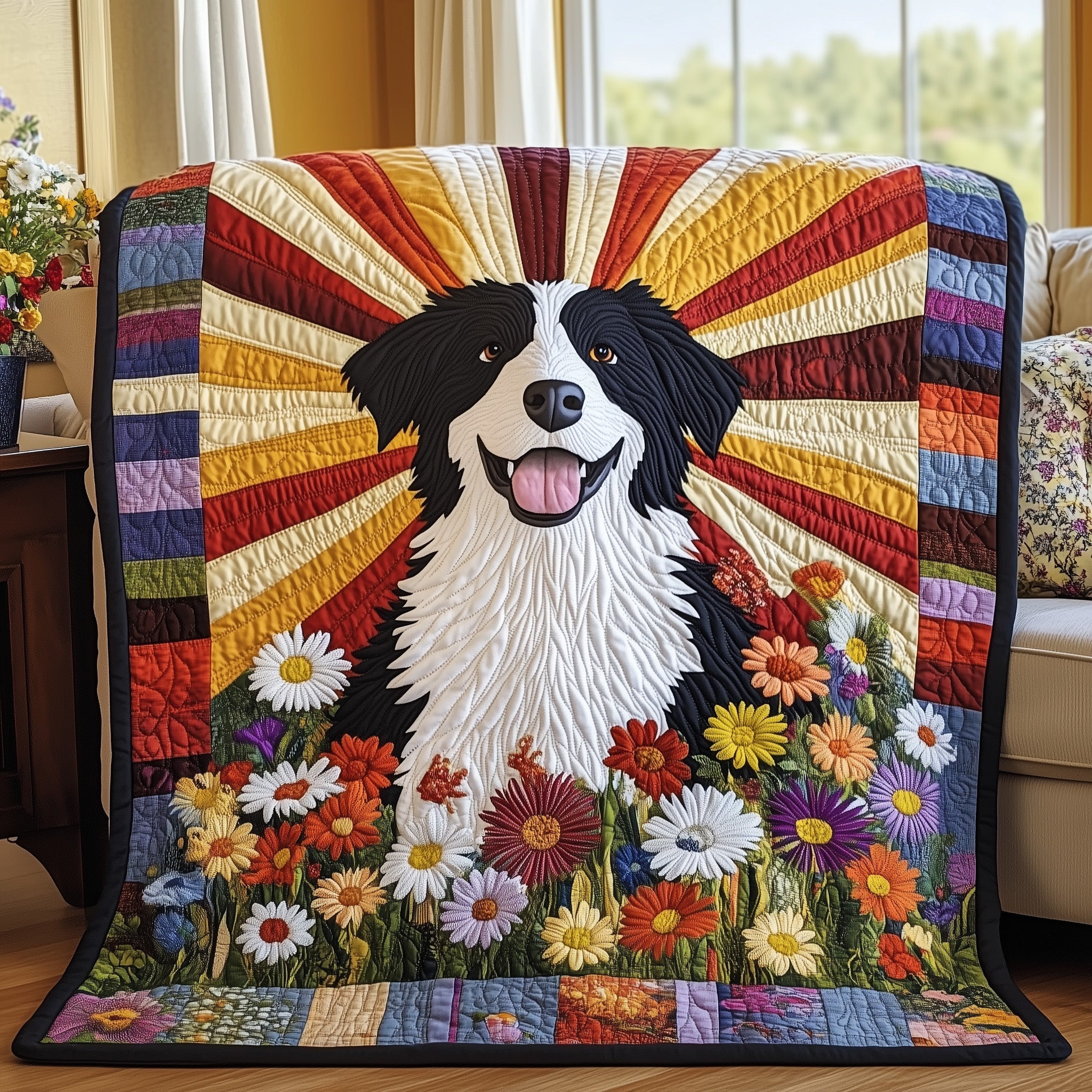 Border Collie Quilted Blanket Cute Bed BlanketPresent Ideas For Dog Owners