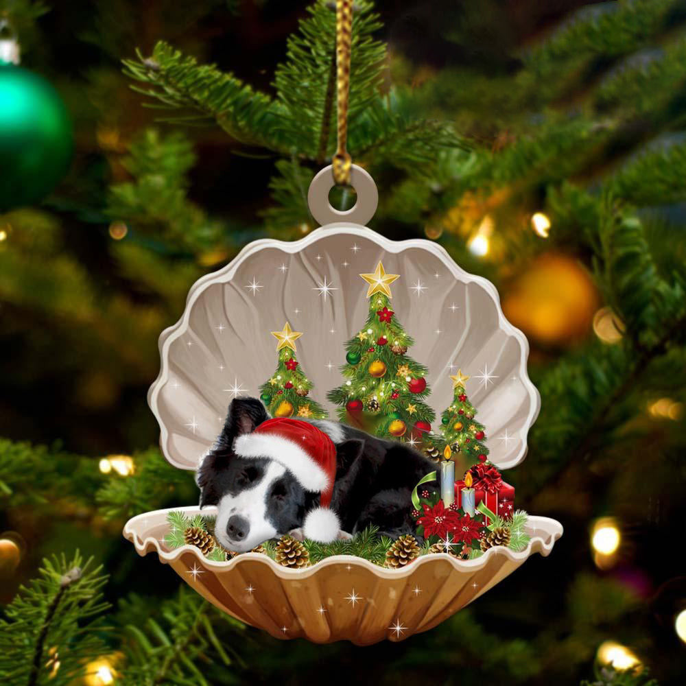 Border Collie Sleeping in Pearl Dog Christmas Ornament Flat Acrylic