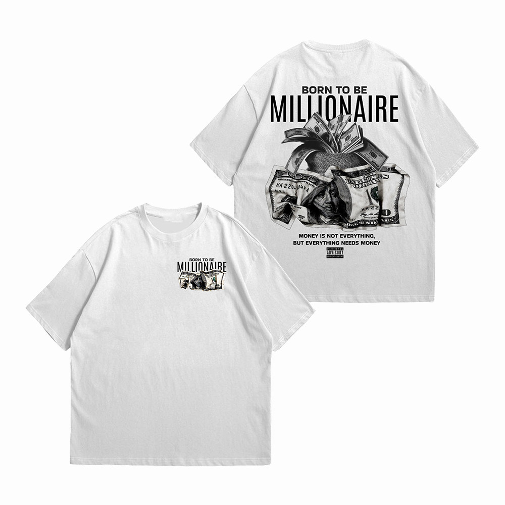 Born To Be Millionaire T-Shirt Money Graphic Shirt Men's Apparel Gifts For Husband