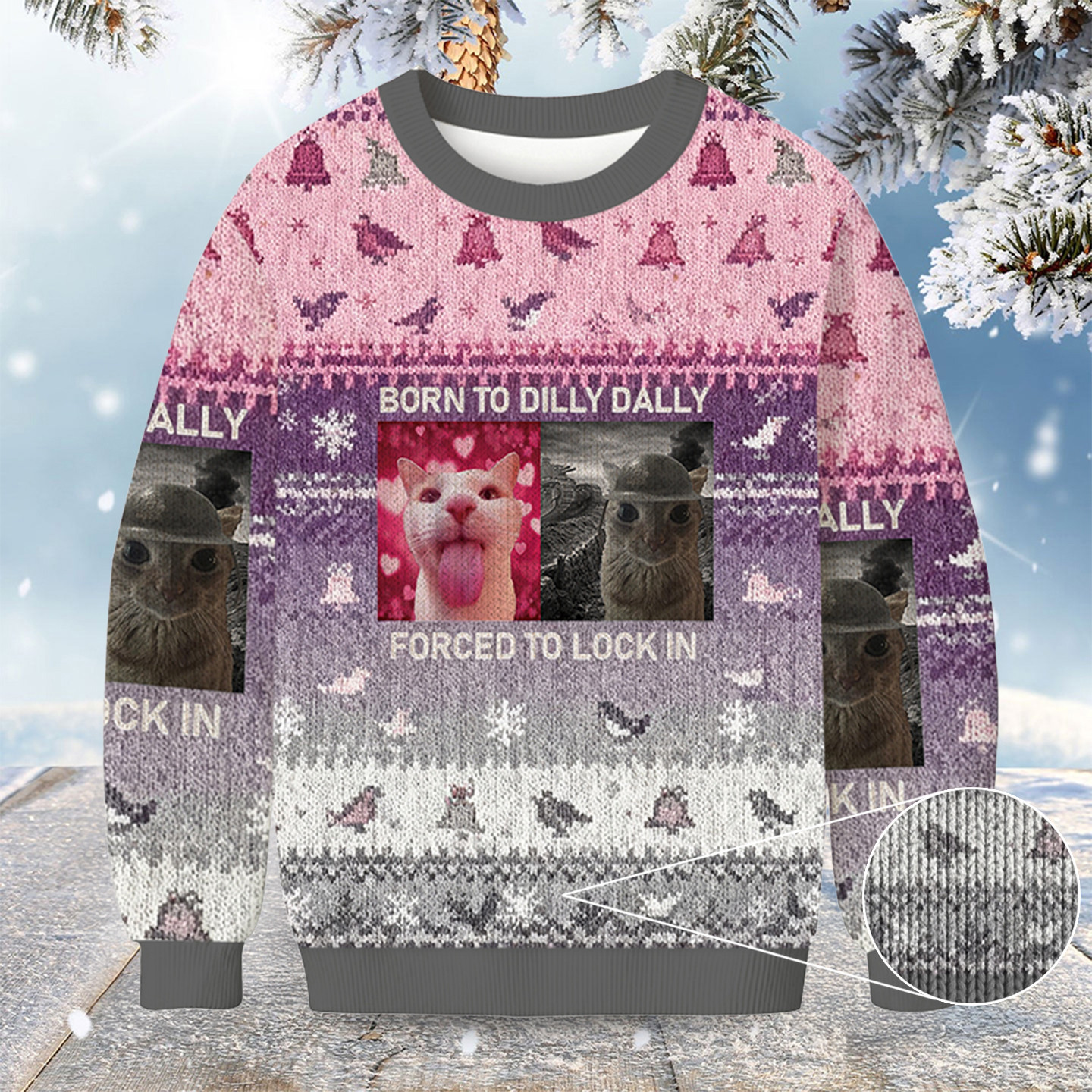 Born To Dilly Dally Christmas Ugly Sweater Funny Cat Sweater Cat Gifts For Christmas