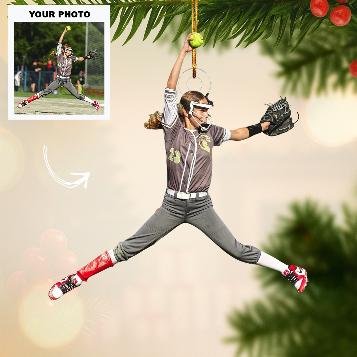 Born To Play Personalized Photo Mica Ornament Customized Your Photo Ornament Christmas