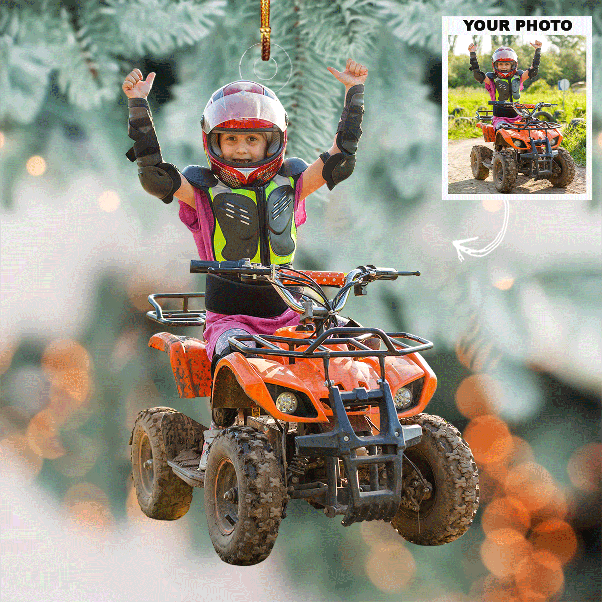 Born To Ride Personalized Photo Mica Ornament Christmas Gift For Family Family Members
