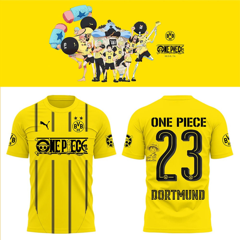 Borussia Dortmund X One Piece Tee Shirt 2025 Present Gift Ideas For Football Lovers