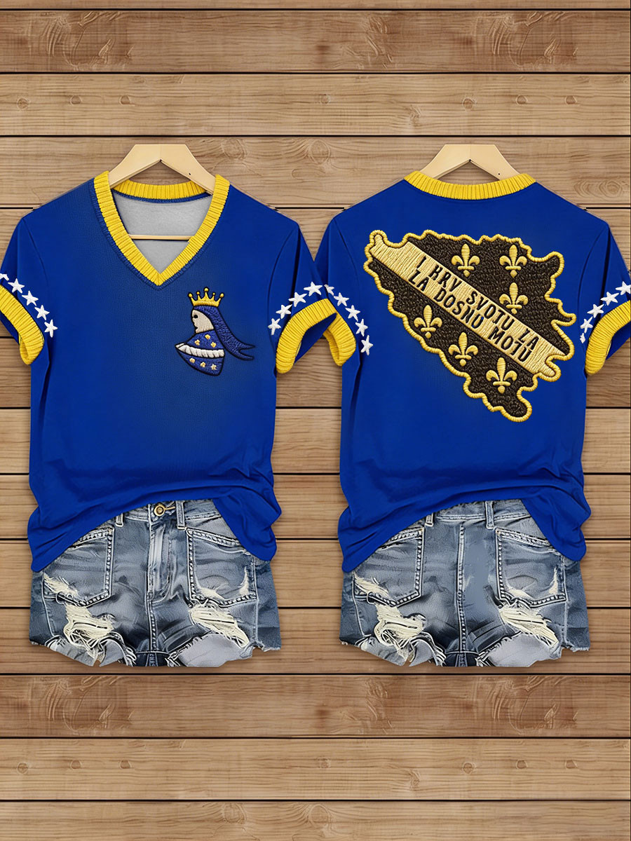 Bosnia And Herzegovina V-Neck Shirt Bosnia Map Clothing Gift For Football Fan