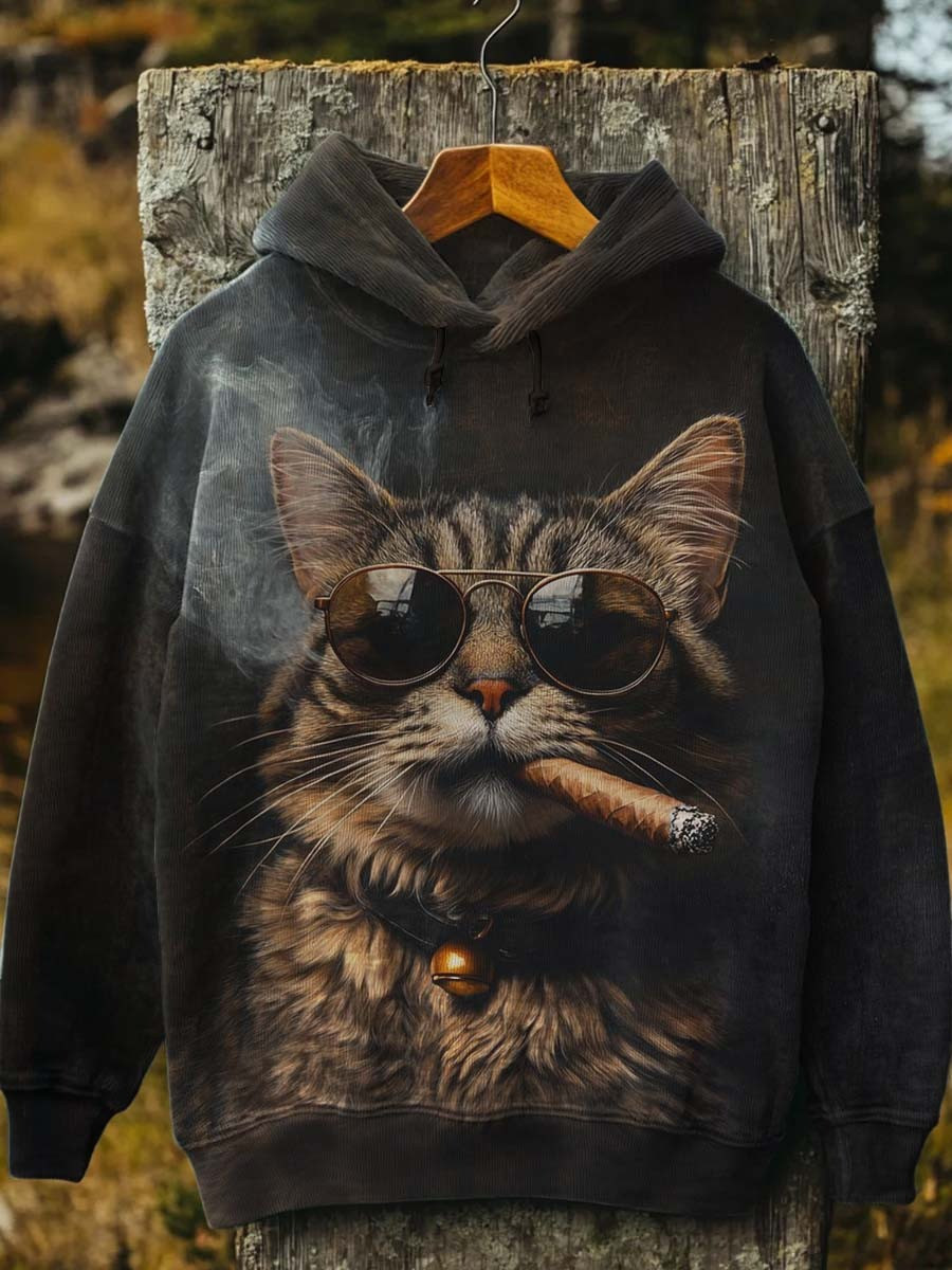 Boss Cat Smoking Hoodie Unique Clothing Funny Holiday Presents For Cat Lovers