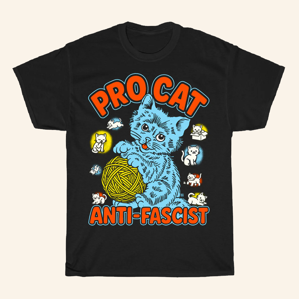 Boss Dog Art Merch Pro Cat Anti Fascist Black T-Shirt Christmas Gifts For Her
