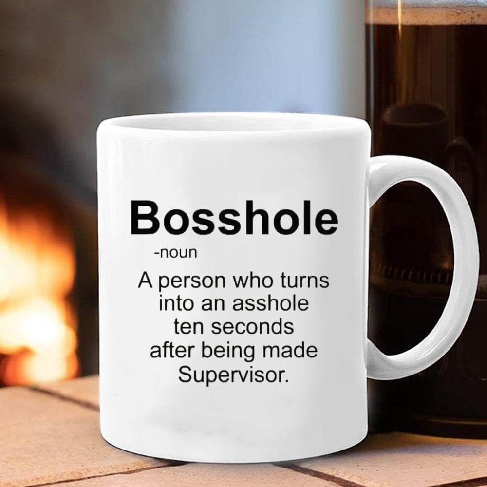 Bosshole Noun Definition Mug Funny Joke Coffee Mugs Gifts For Friends