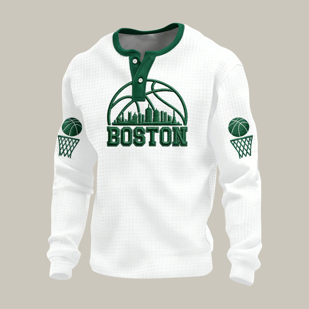 Boston Basketball Button Long Sleeve Shirt Game Day Clothing Basketball Lover Gift
