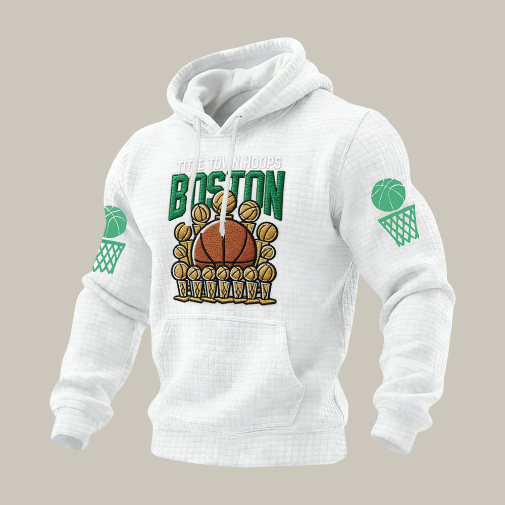 Boston Basketball Logo Hoodie Basketball Hooded Sweatshirt Game Day Gift For Dad