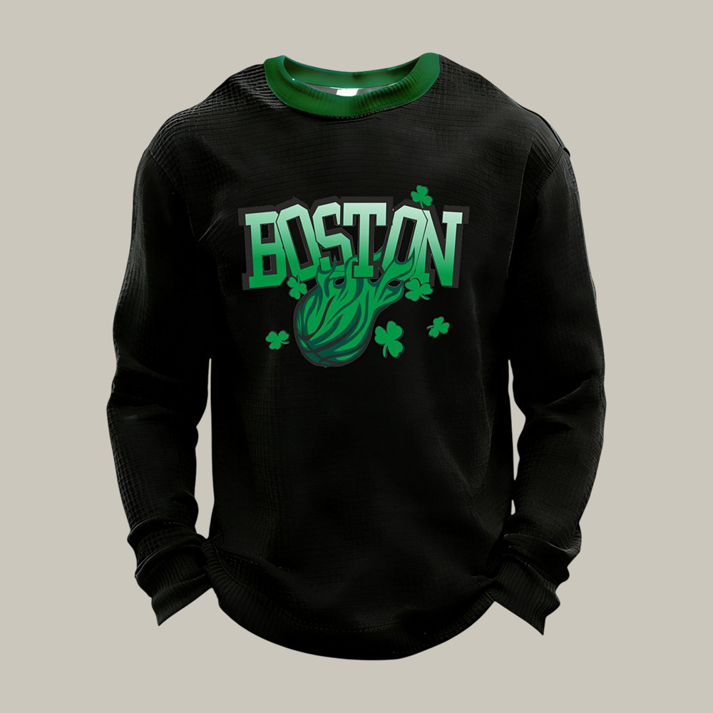Boston Basketball Shamrock Long Sleeve Shirt Game Day Clothing Present For Fans