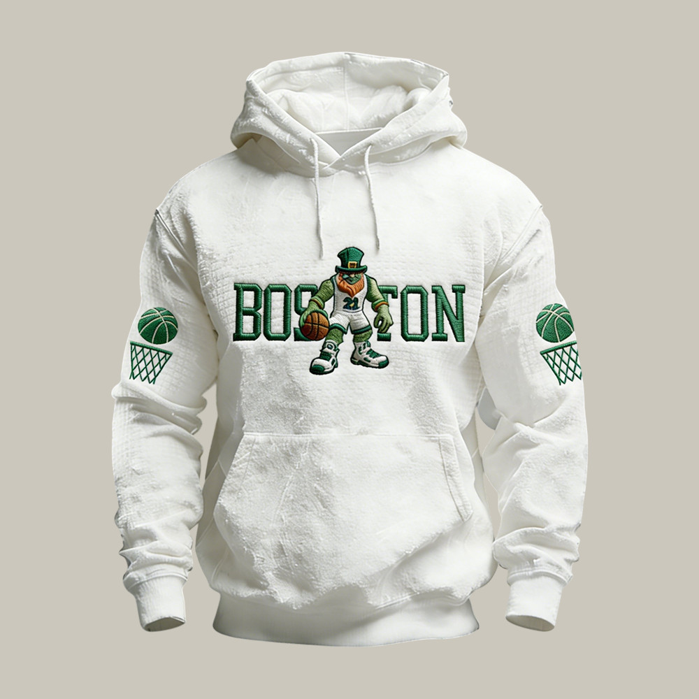 Boston Basketball St Patrick's Day Hoodie Basketball Apparel Game Day Gift For Dad