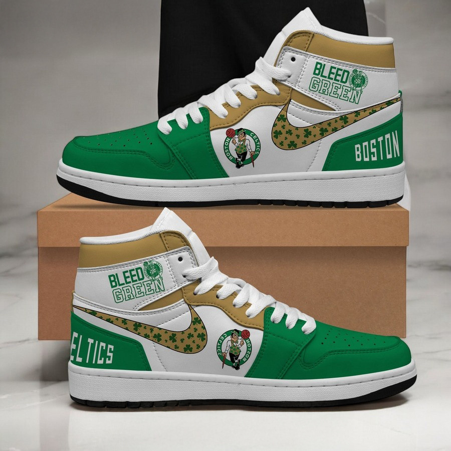 Boston Celtics Bleed Green Air Jordan 1 Shoes Best Gifts For Basketball Lovers