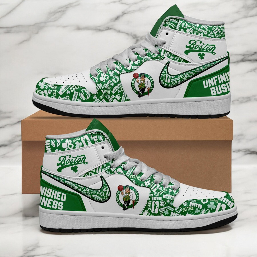 Boston Celtics Unfinished Business Air Jordan 1 Shoes Gift Ideas For Basketball Lovers