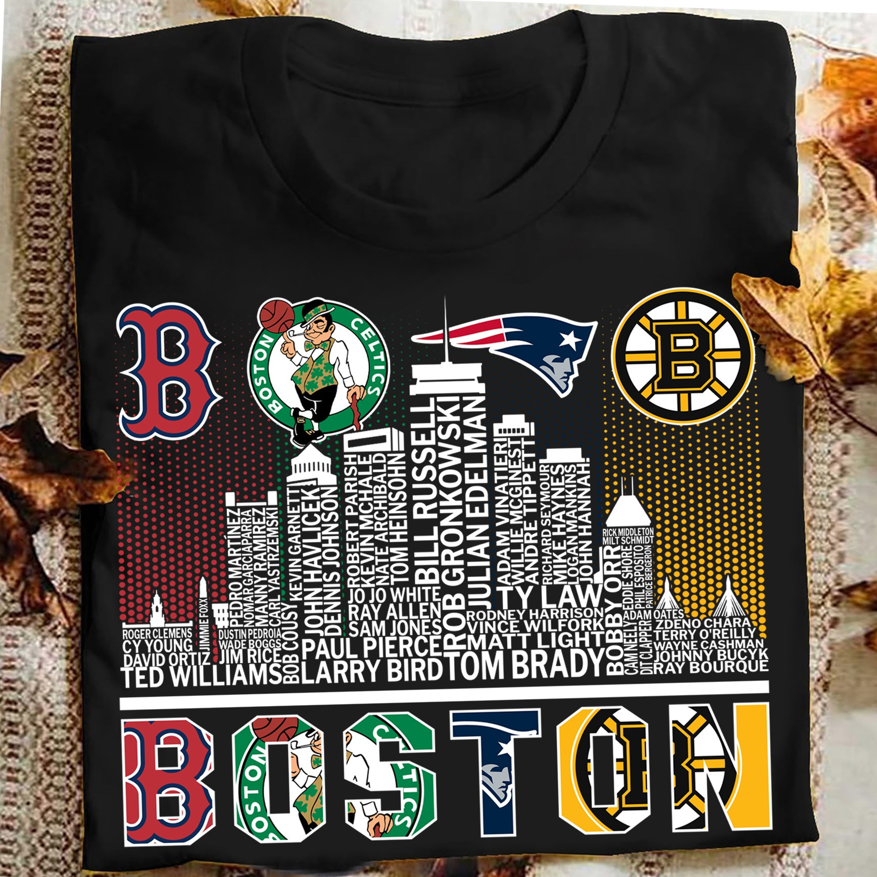 Boston City T-Shirt Red Sox Celtics Patriots Bruins Gifts For Boston Sport teams Fans