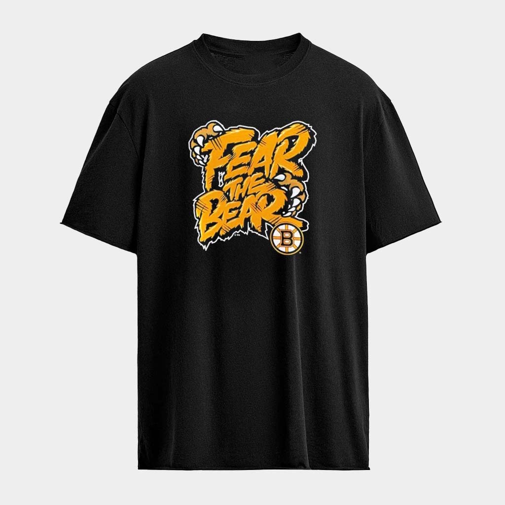 Boston Hockey Fear The Bear T-Shirt Game Day Shirt Presents For Hockey Fans