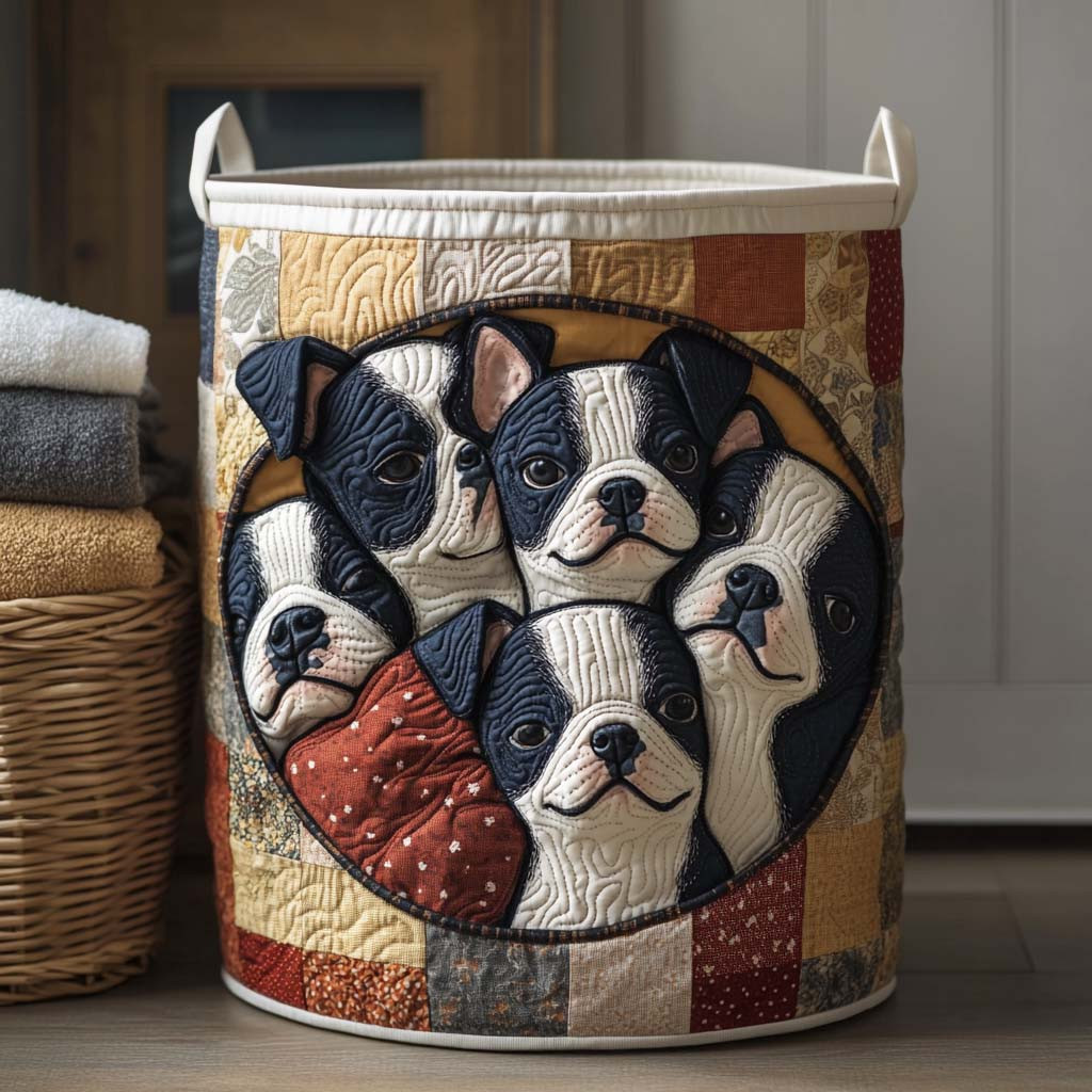 Boston Pals Quilted Laundry Basket Luxury Quilted Laundry Basket for Elegant Interiors