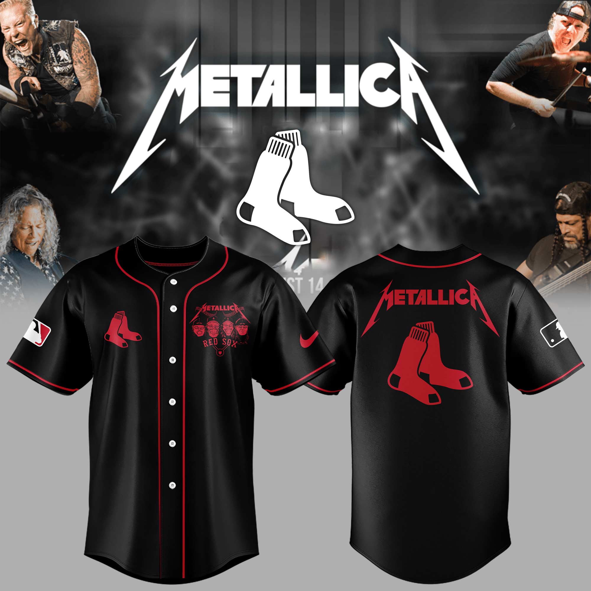 Boston Red Sox Baseball Metallica Night Jersey Gifts For Baseball Fans