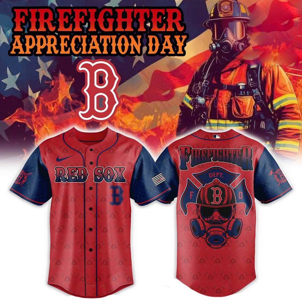 Boston Red Sox Firefighter Appreciation Day Baseball Jersey Presents For Baseball Fans