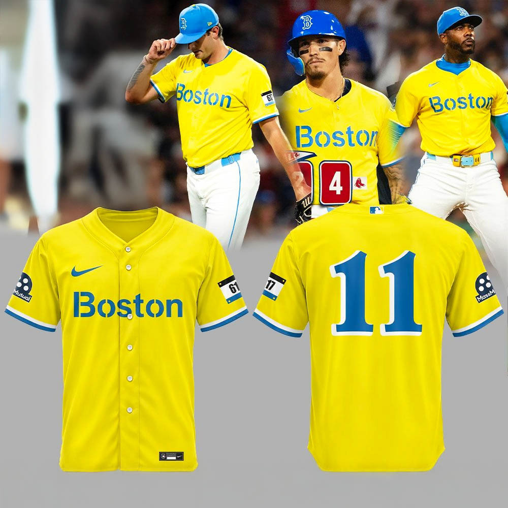 Boston Red Sox Gold Light Blue City Connect Jersey Best Gift For Baseball Fans