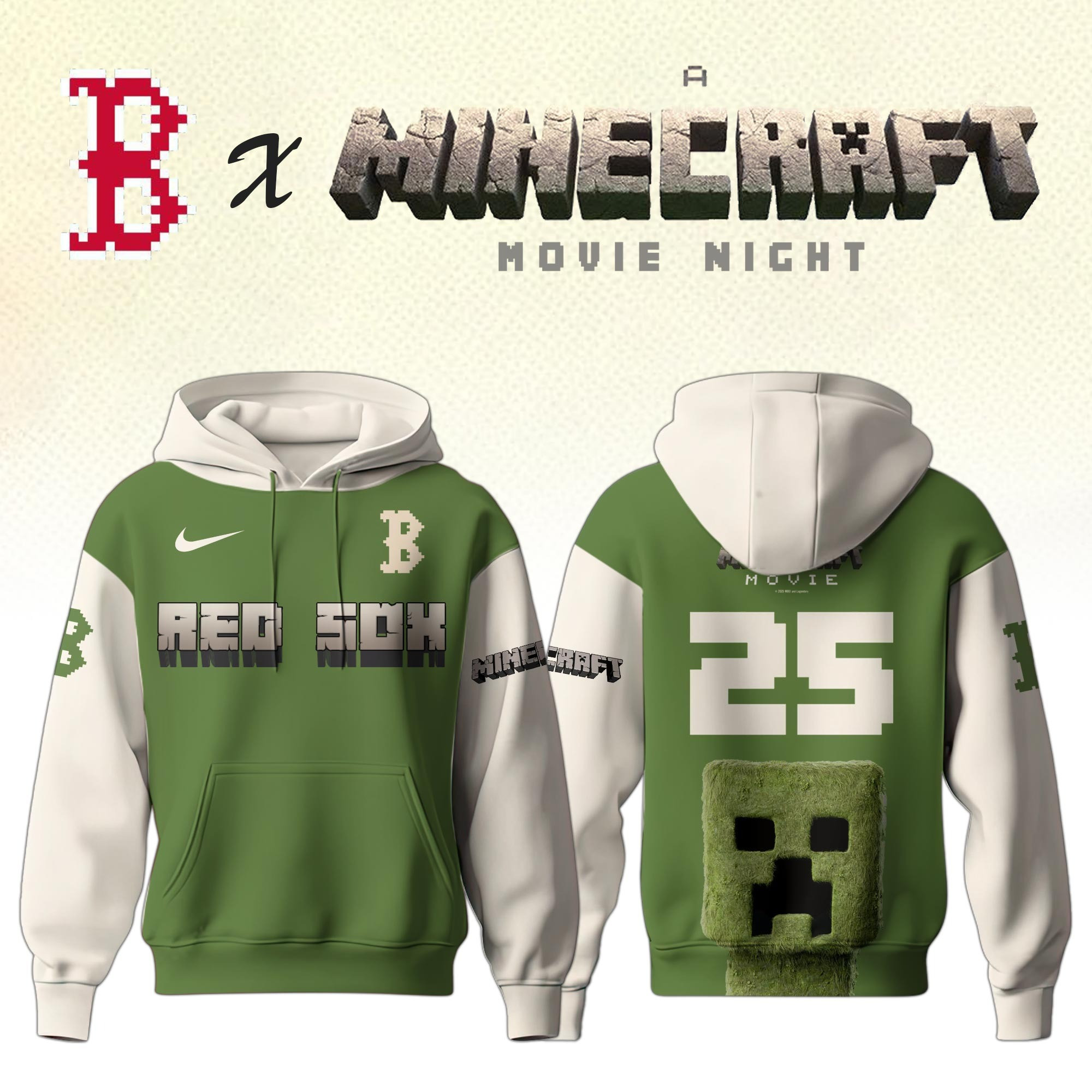Boston Red Sox MLB x A MINECRAFT MOVIE Night Hoodie Unique Gifts Baseball Fans