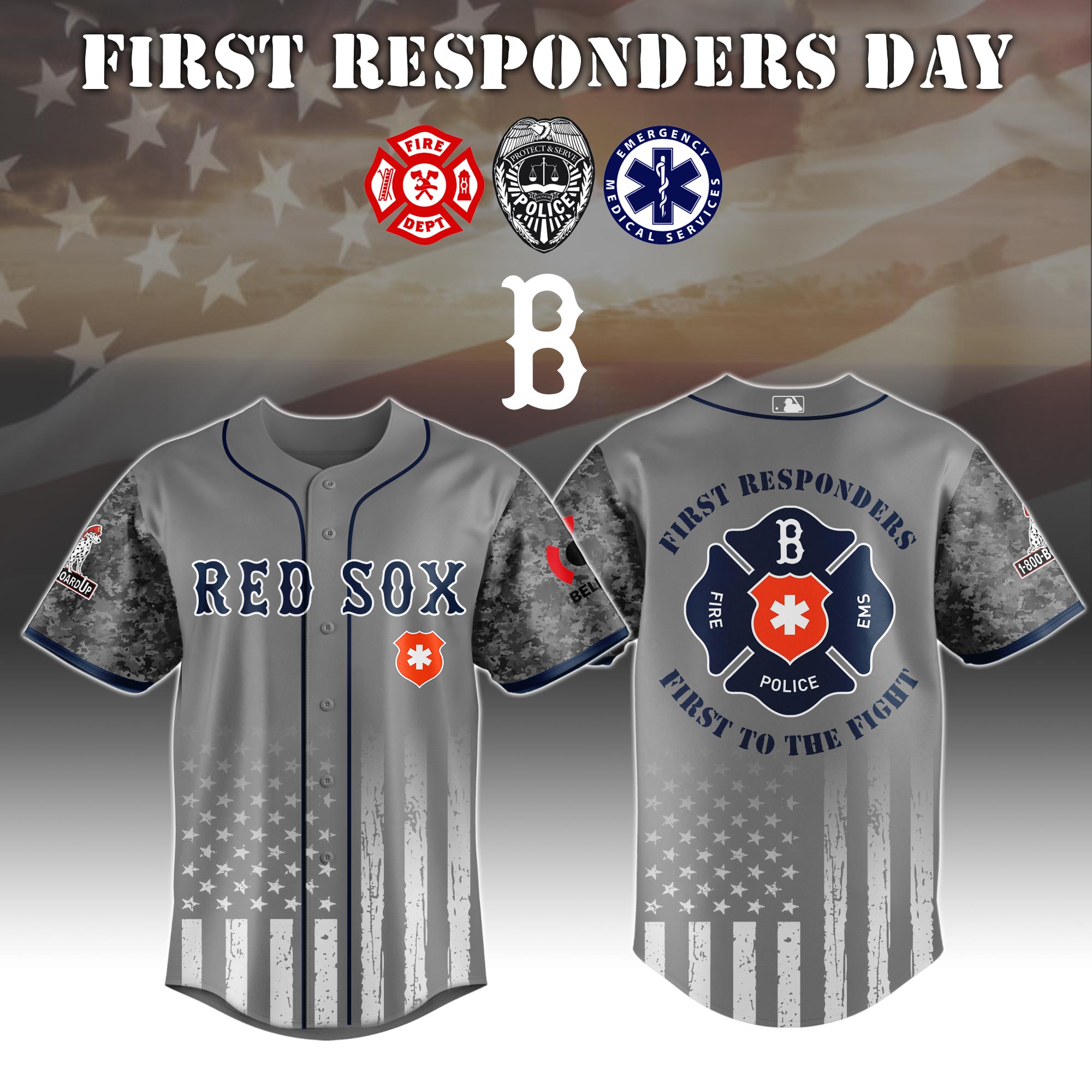 Boston Red Sox MLB x First Responders Jersey 2025 Gift For Baseball Fans