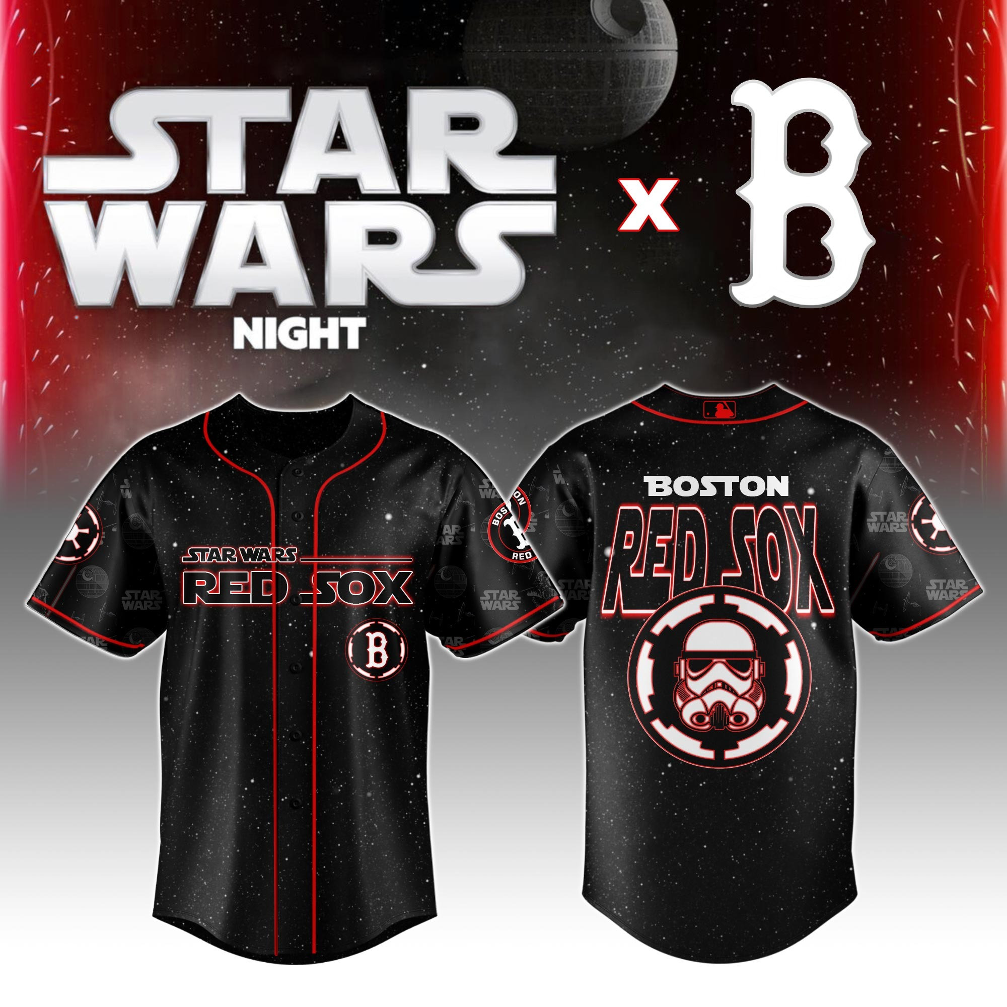 Boston Red Sox MLB x Star Wars Night Jersey 2025 Presents For Baseball Lovers