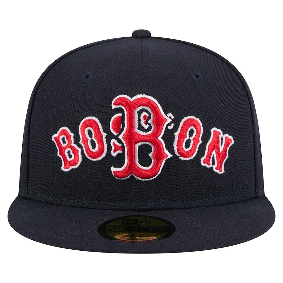 Boston Red Sox New Era Overlap Hat MLB 59FIFTY Fitted Cap Gear Merch Gifts For Fans
