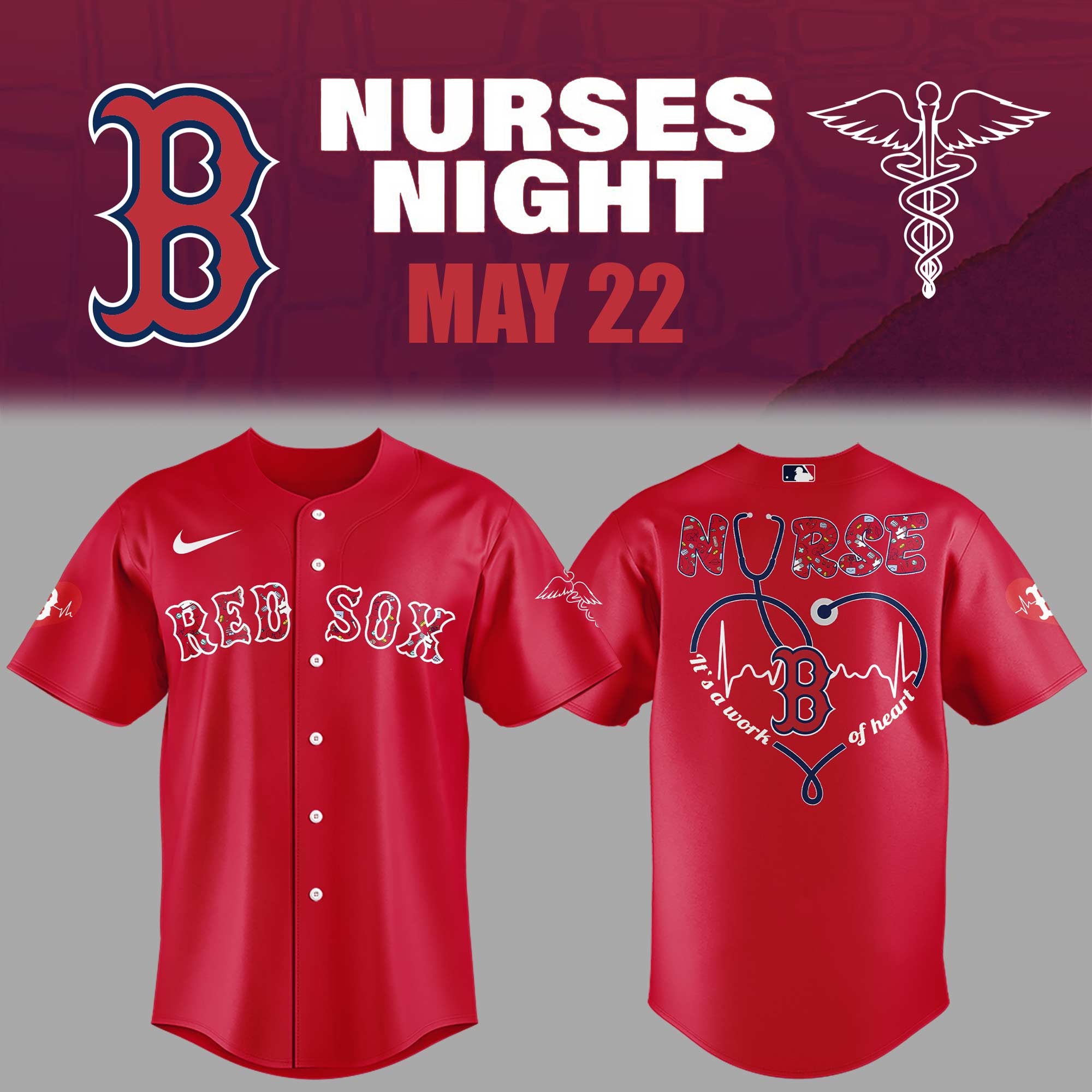 Boston Red Sox Nurses Night Jersey Baseball Father's Day Gifts