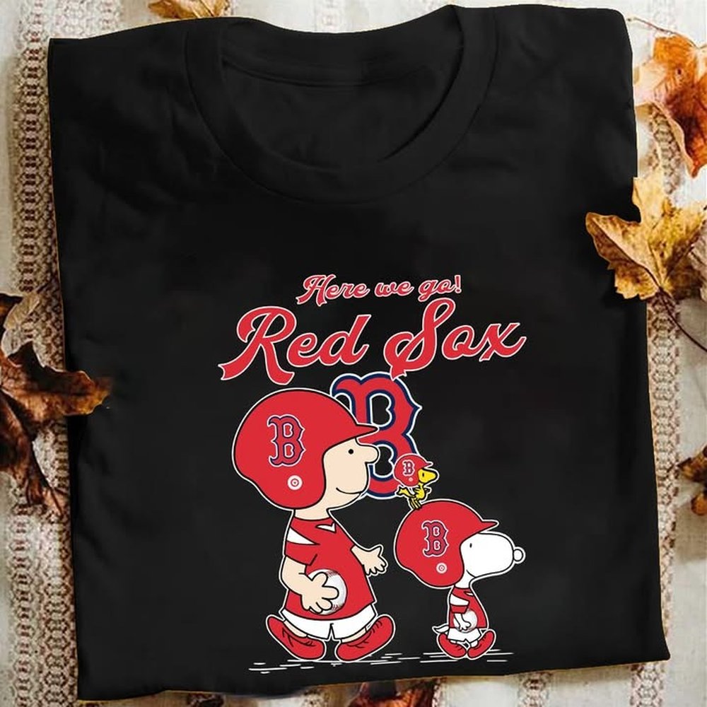 Boston Red Sox Snoopy Woodstock And Charlie Brown T-Shirts Red Sox Merch Gift Ideas For Baseball Players