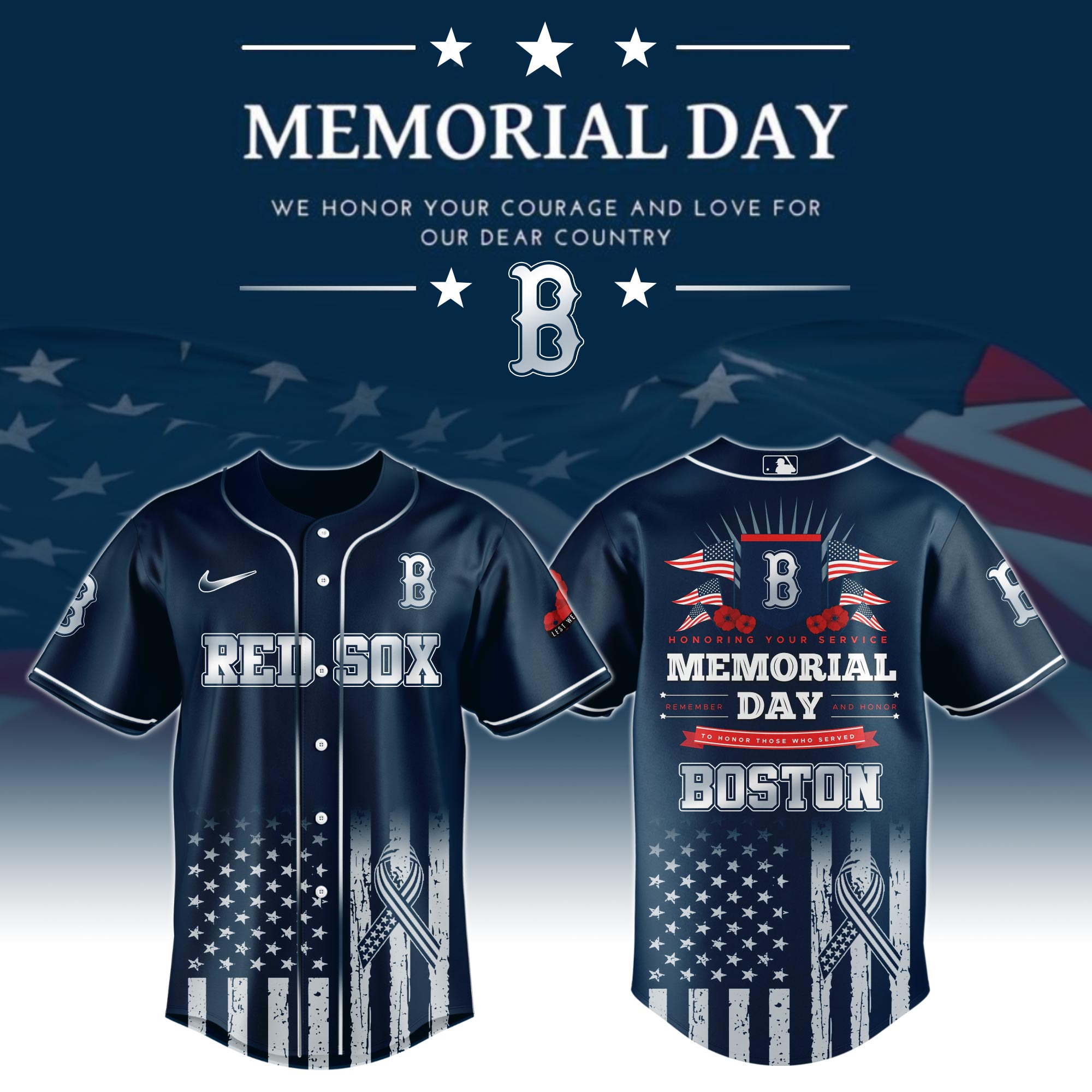 Boston Red Sox Special Memorial Day Jersey Gift for Baseball Lovers