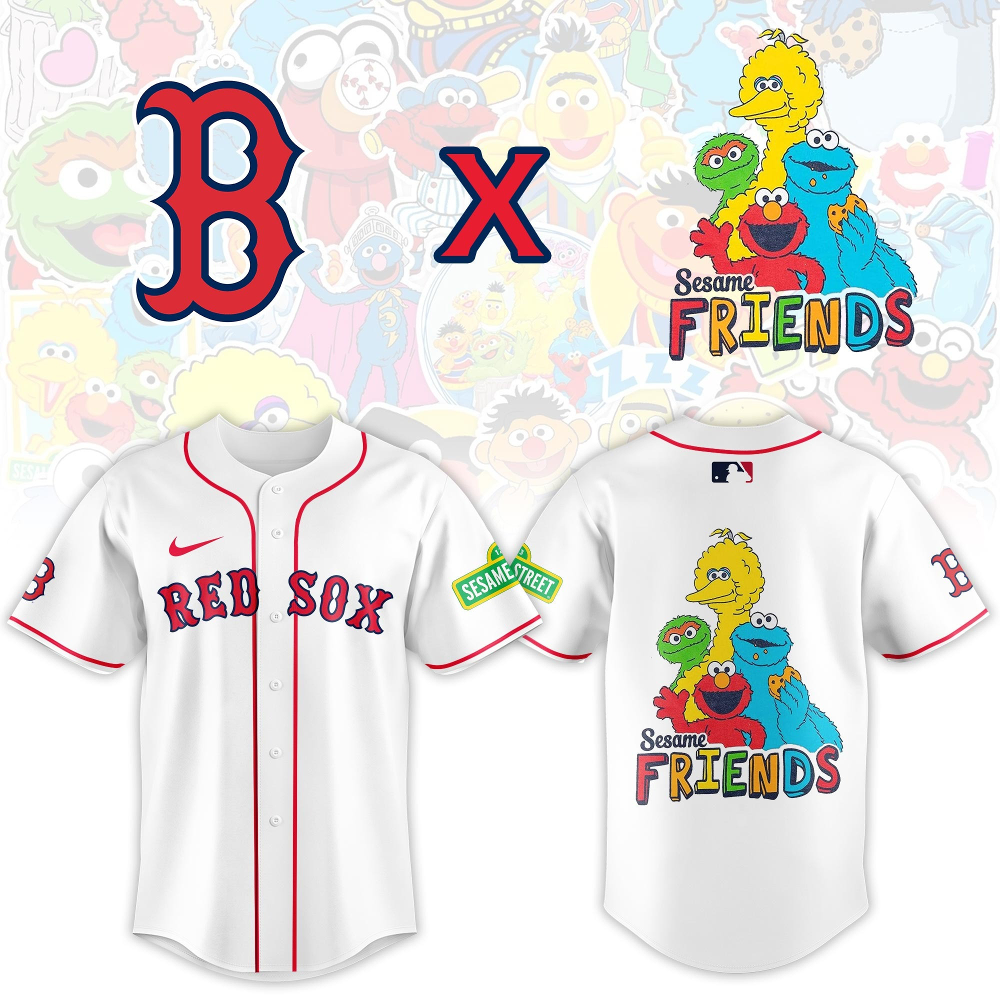 Boston Red Sox x 2025 Sesame Street Night Jersey Unique Gift For Fan Lovers
