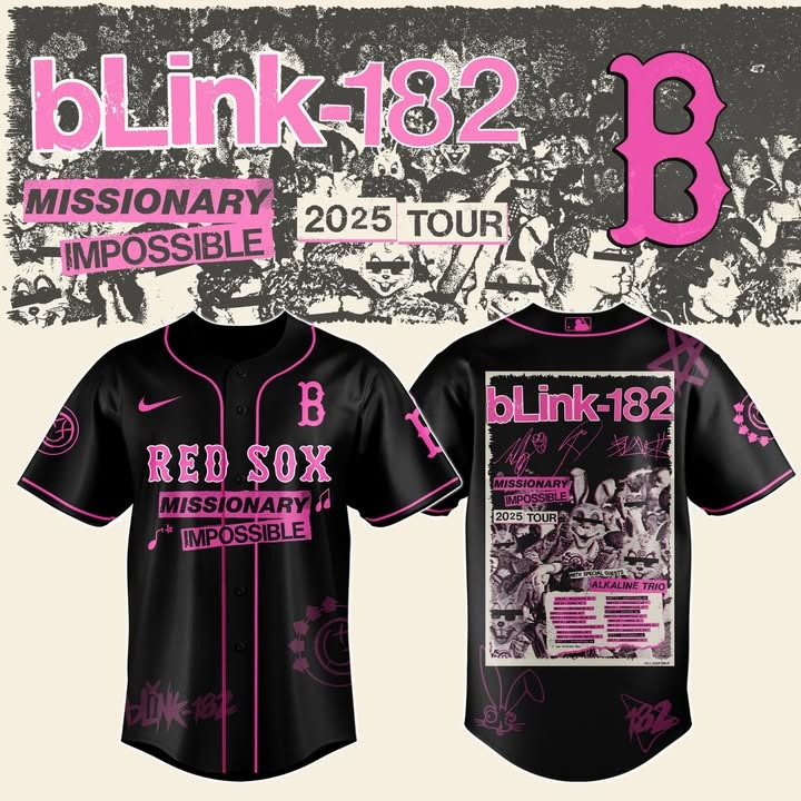 Boston Red Sox x Blink-182 Missionary Impossible Jersey 2025 Tour Merch Gifts For Fans