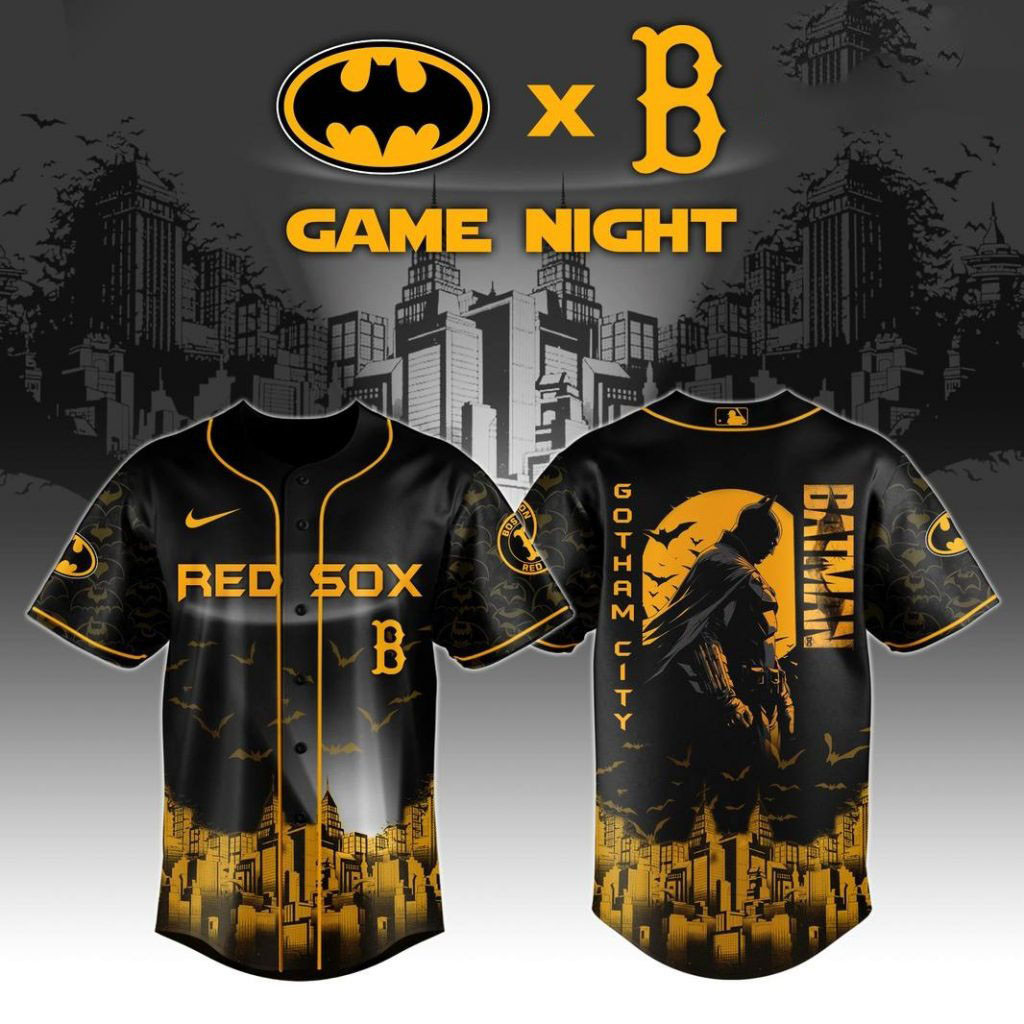 Boston Red Sox x DC Batman Game Night Special Baseball Jersey Presents For Baseball Lovers
