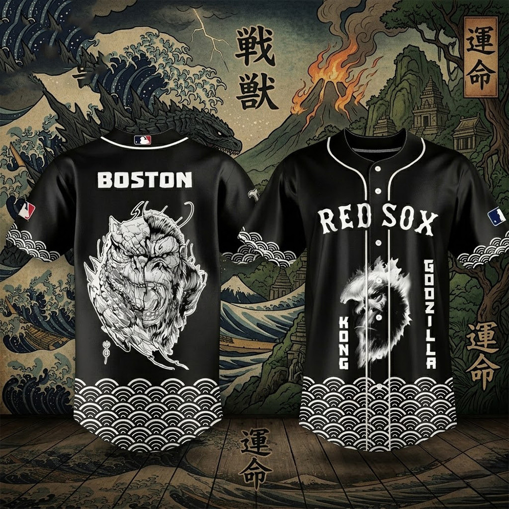 Boston Red Sox x Godzilla And Kong Baseball Jersey 2026 Baseball Clothes Gift For Huge Fans
