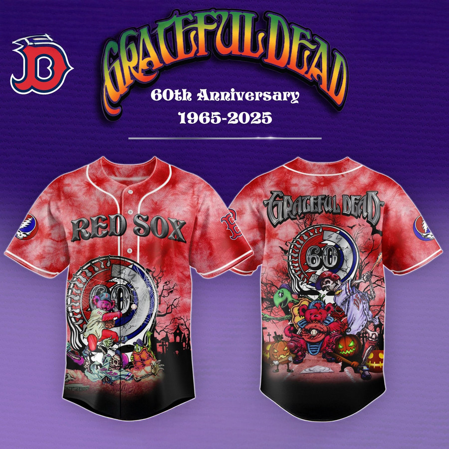 Boston Red Sox x Grateful Dead 60th Anniversary Baseball Jersey Gifts For Baseball Fans