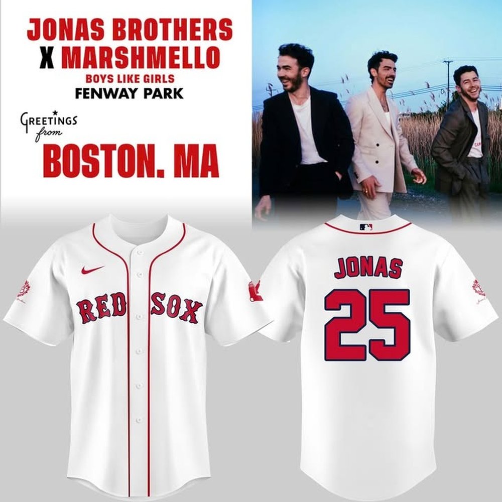 Boston Red Sox x Jonas Brothers Baseball Jersey Red Sox Merch Best Gifts For Baseball Players