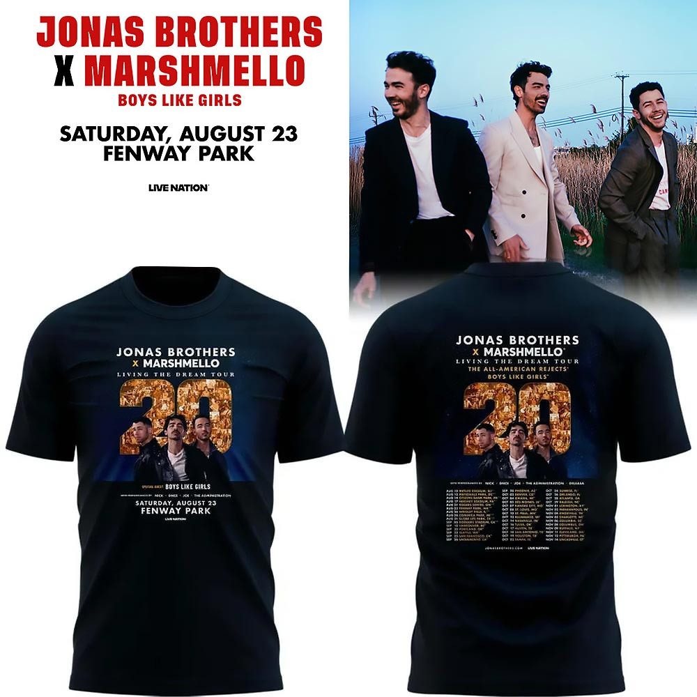 Boston Red Sox x Jonas Brothers Fenway Park T-Shirt Gifts For Music Lovers