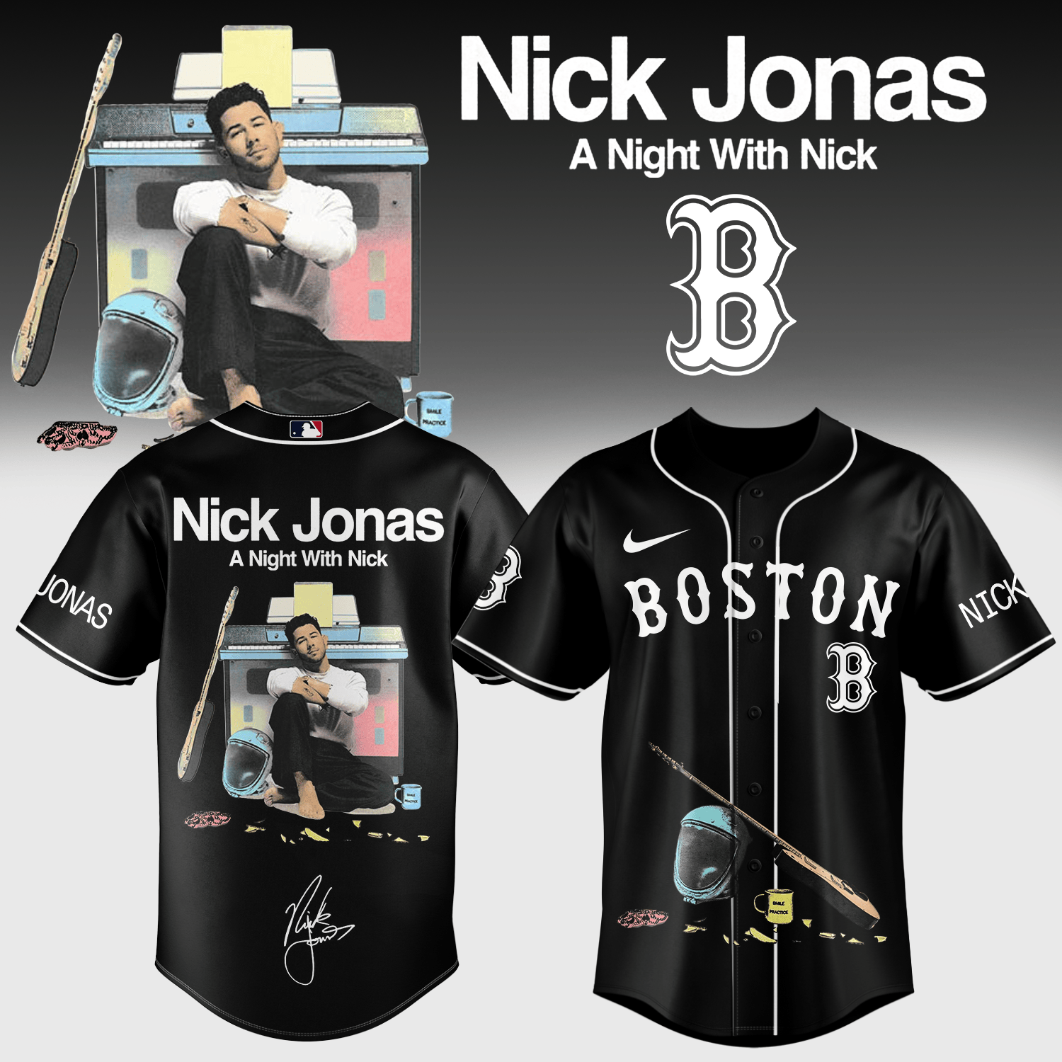 Boston Red Sox x Nick Jonas A Night With Nick Baseball Jersey MLB 2026 Merch Gift For Music Fan