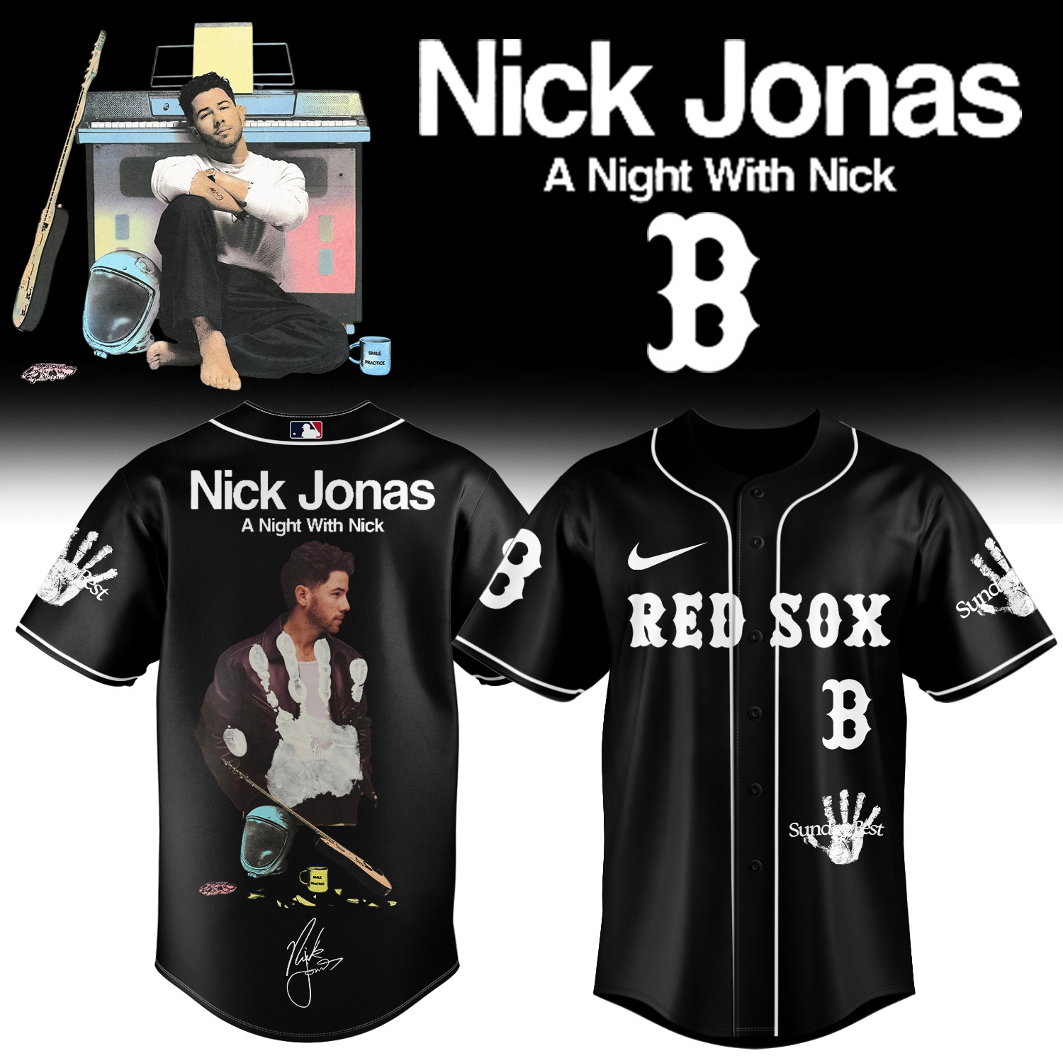 Boston Red Sox x Nick Jonas A Night With Nick Tour Baseball Jersey Baseball Merch Fan Gear