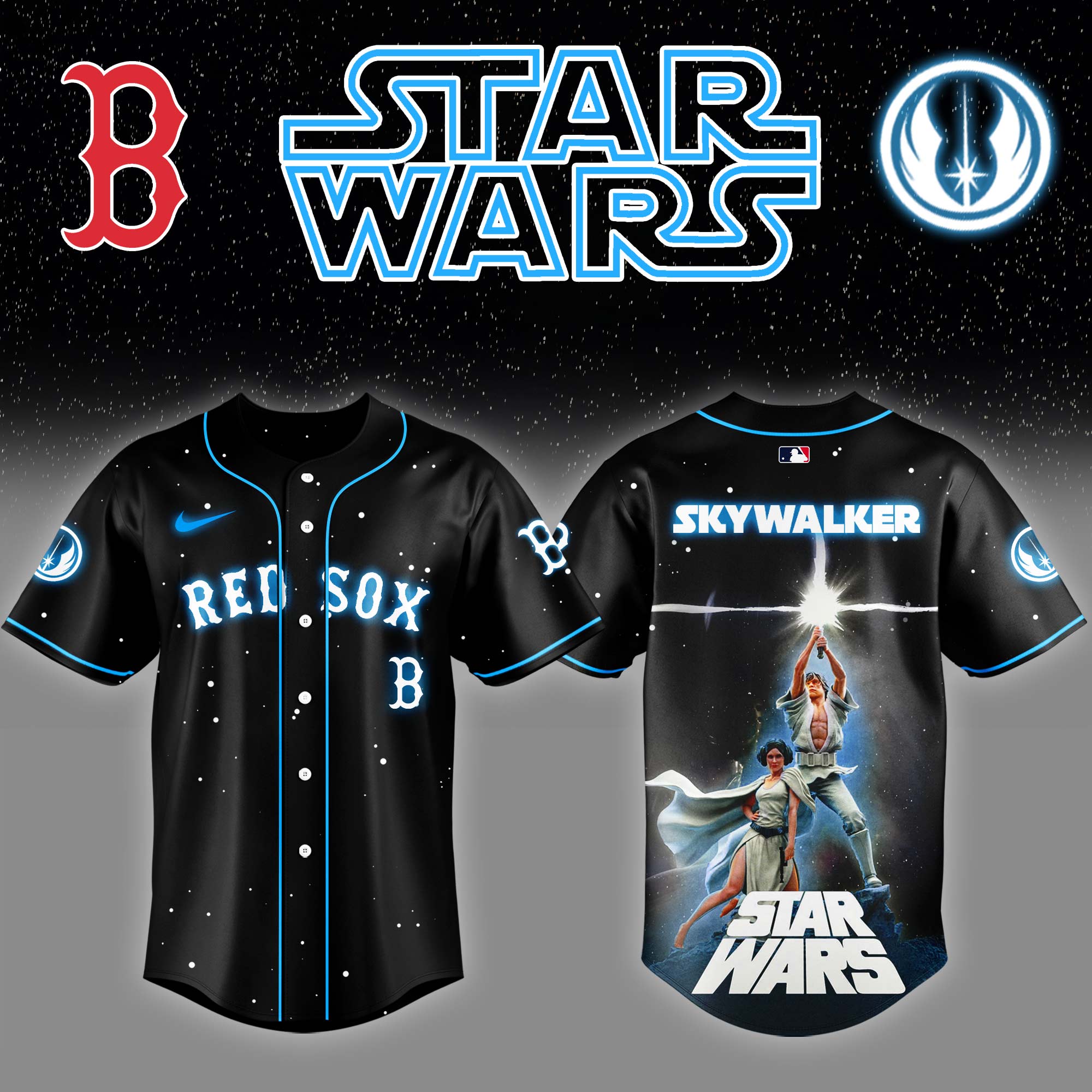 Boston Red Sox x Stars Wars Luke Skywalker Game Night Baseball Jersey Gift For Baseball Lover