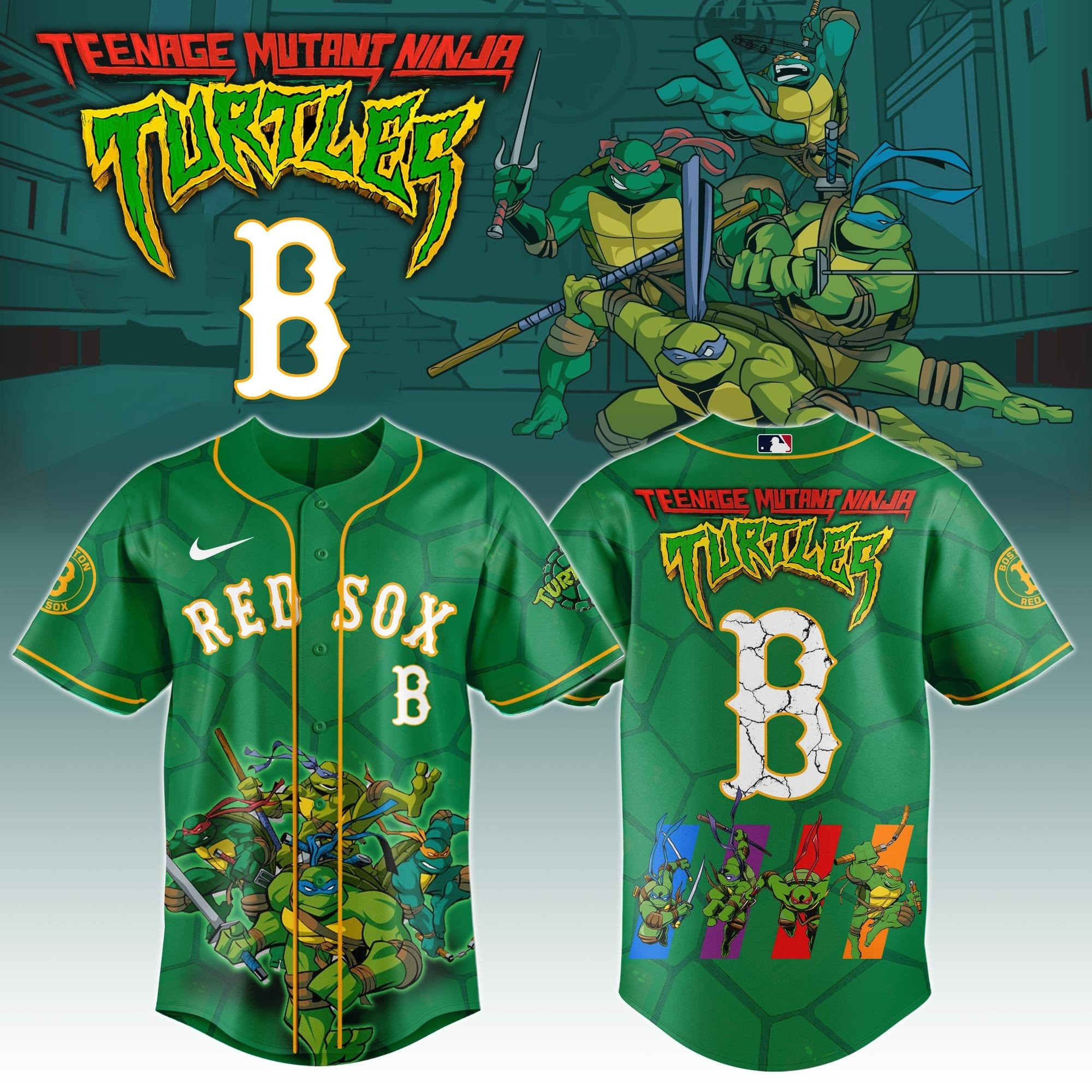 Boston Red Sox x Teenage Mutant Ninja Turtles Jersey Best Gifts For Baseball Lovers