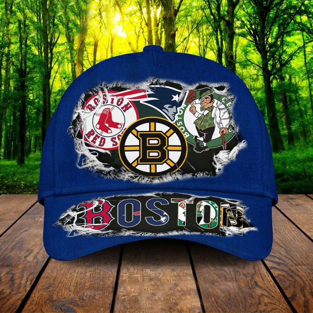 Boston Sports Teams Denim Pattern Baseball Navy Hat Gifts For Father In Law