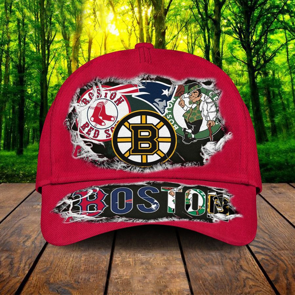 Boston Sports Teams Denim Pattern Baseball Red Hat Best Gifts For Dad