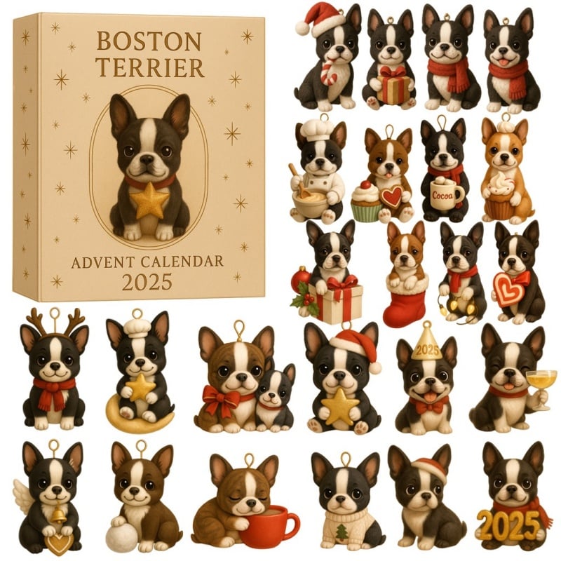 Boston Terrier Advent Calendar 2025 Dog Themed Christmas Countdown Dog Lover Xmas Gifts