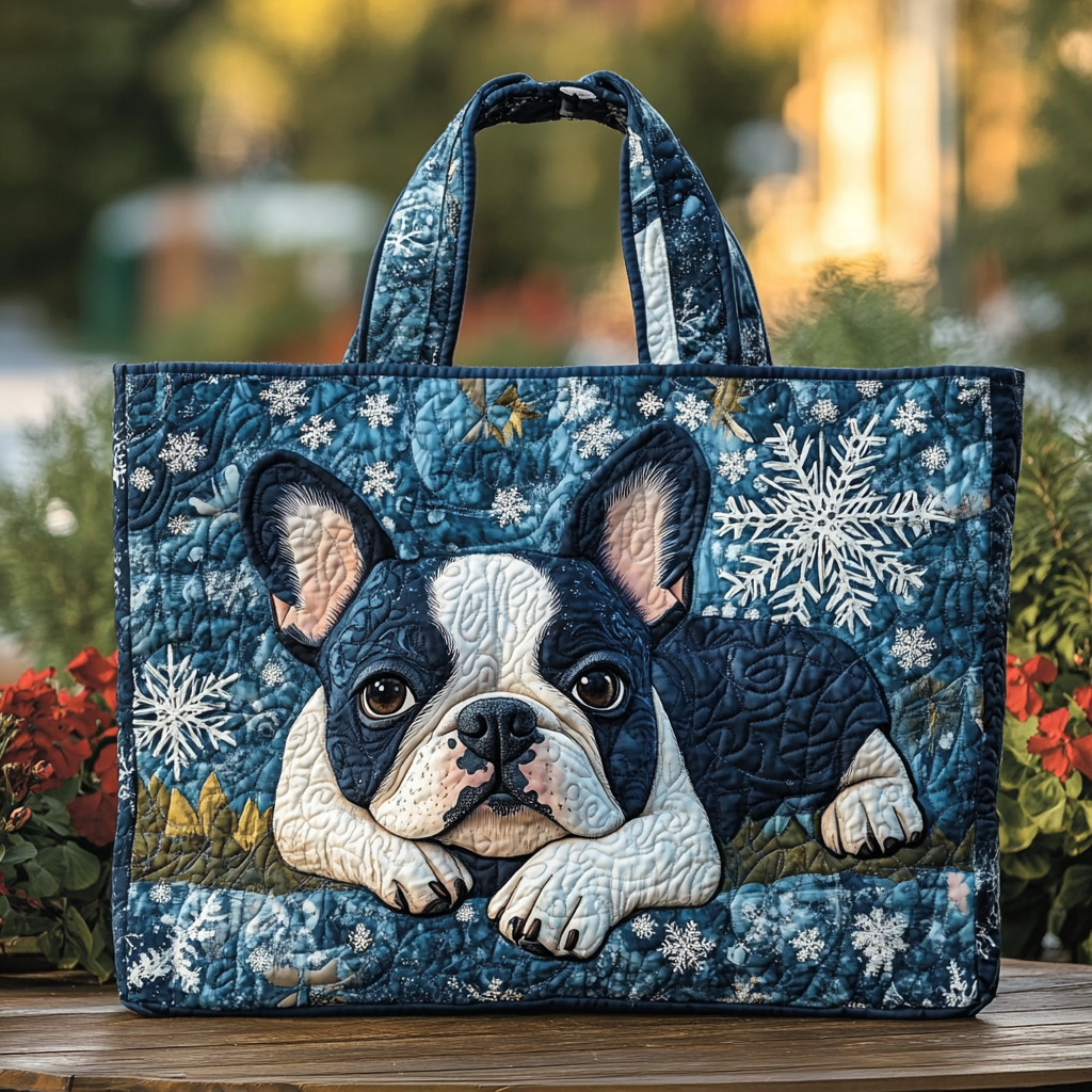 Boston Terrier Bliss Quilted Tote Bag Funny Dog Gifts For Owners