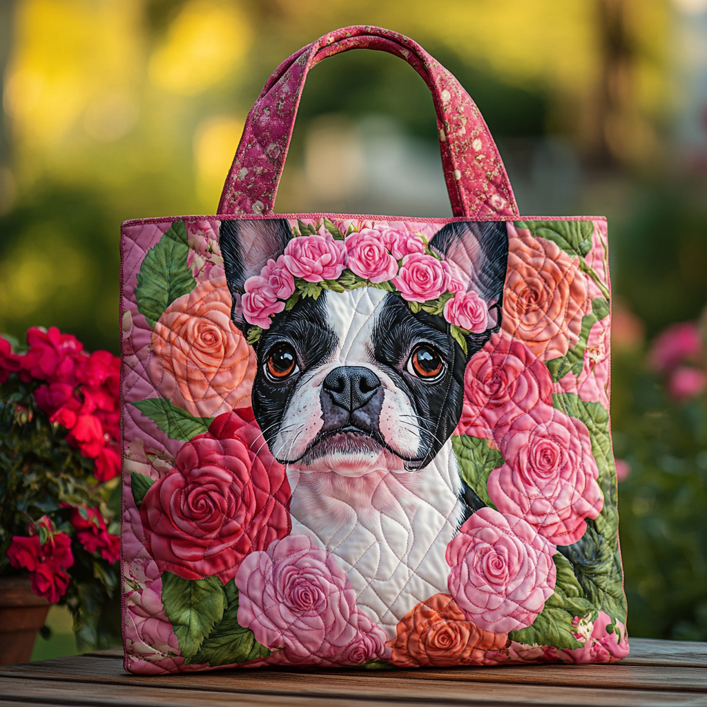 Boston Terrier Charm Quilted Tote Bag Gifts For Someone Who Loves Their Dog