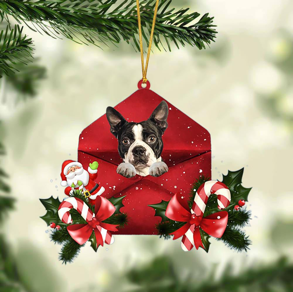 Boston Terrier Christmas Letter Shaped Ornament  Acrylic Dog Christmas Ornament Xmas Dog Gifts