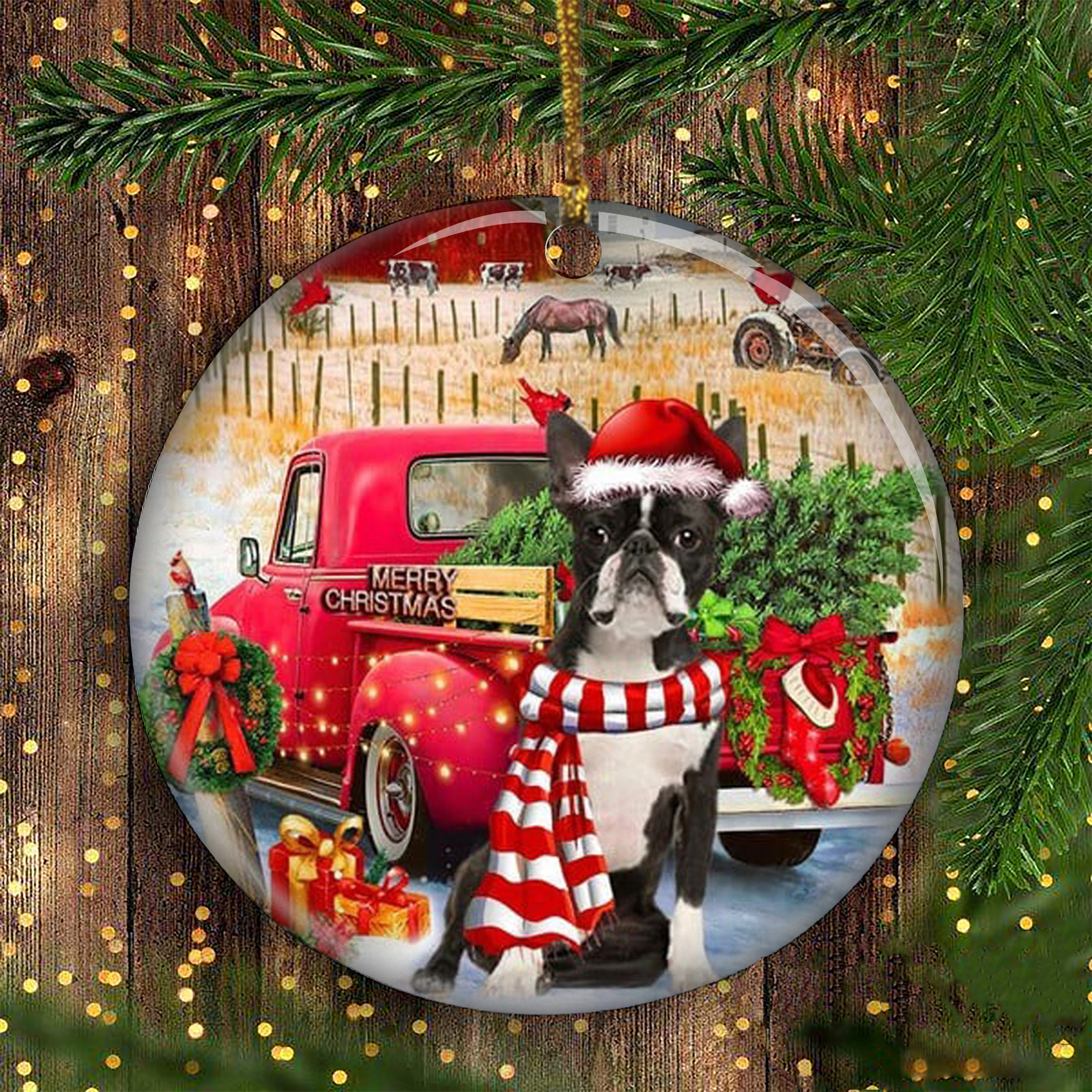 Boston Terrier Christmas Ornament 2024 Best Christmas Tree Decorations Gifts For Dog Lovers