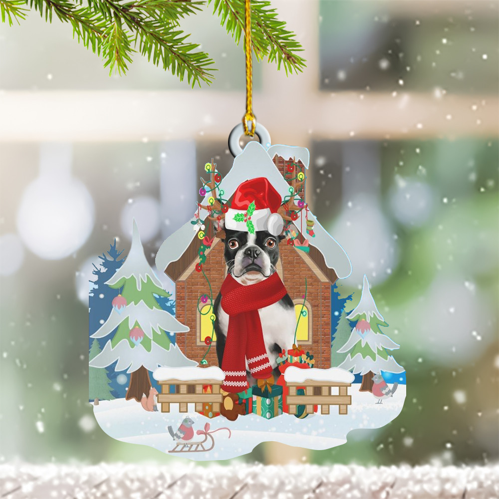 Boston Terrier Christmas Ornament 2024 Boston Terrier Christmas Decor Presents