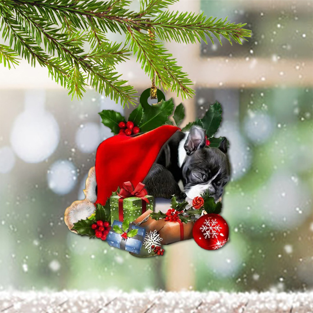 Boston Terrier Christmas Ornament 2024 Boston Terrier Theme Cute Xmas Ornaments Decor Gift